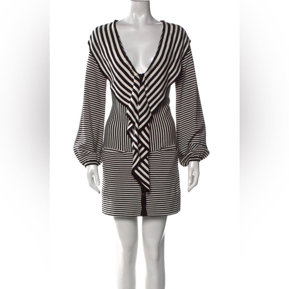 Anne Fontaine Striped Rania Cardigan Duster Sweater in black and white Size 40